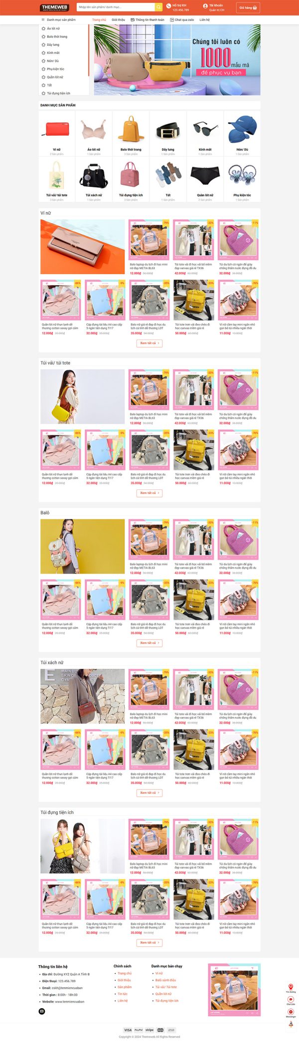 Themeweb bán hàng balo túi xách mũ nón
