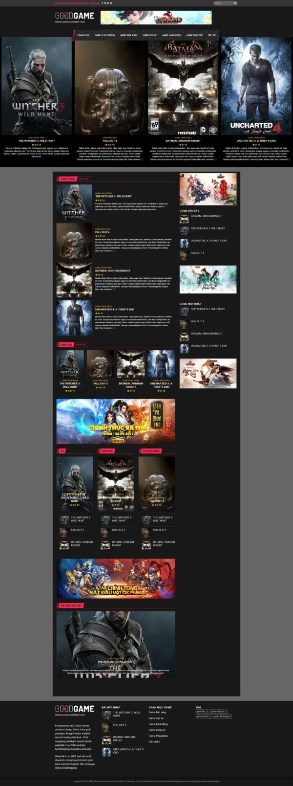 Theme wordpress review quảng cáo game